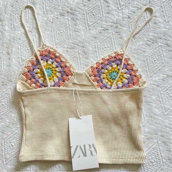 NWT Zara crochet granny square knit tank top XS/S - Picture 3 of 3
